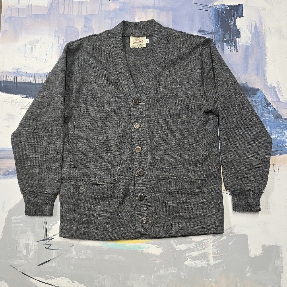 Dehen Knitting 1920 Classic Cardigan Charcoal Size L Portland Made In USA
